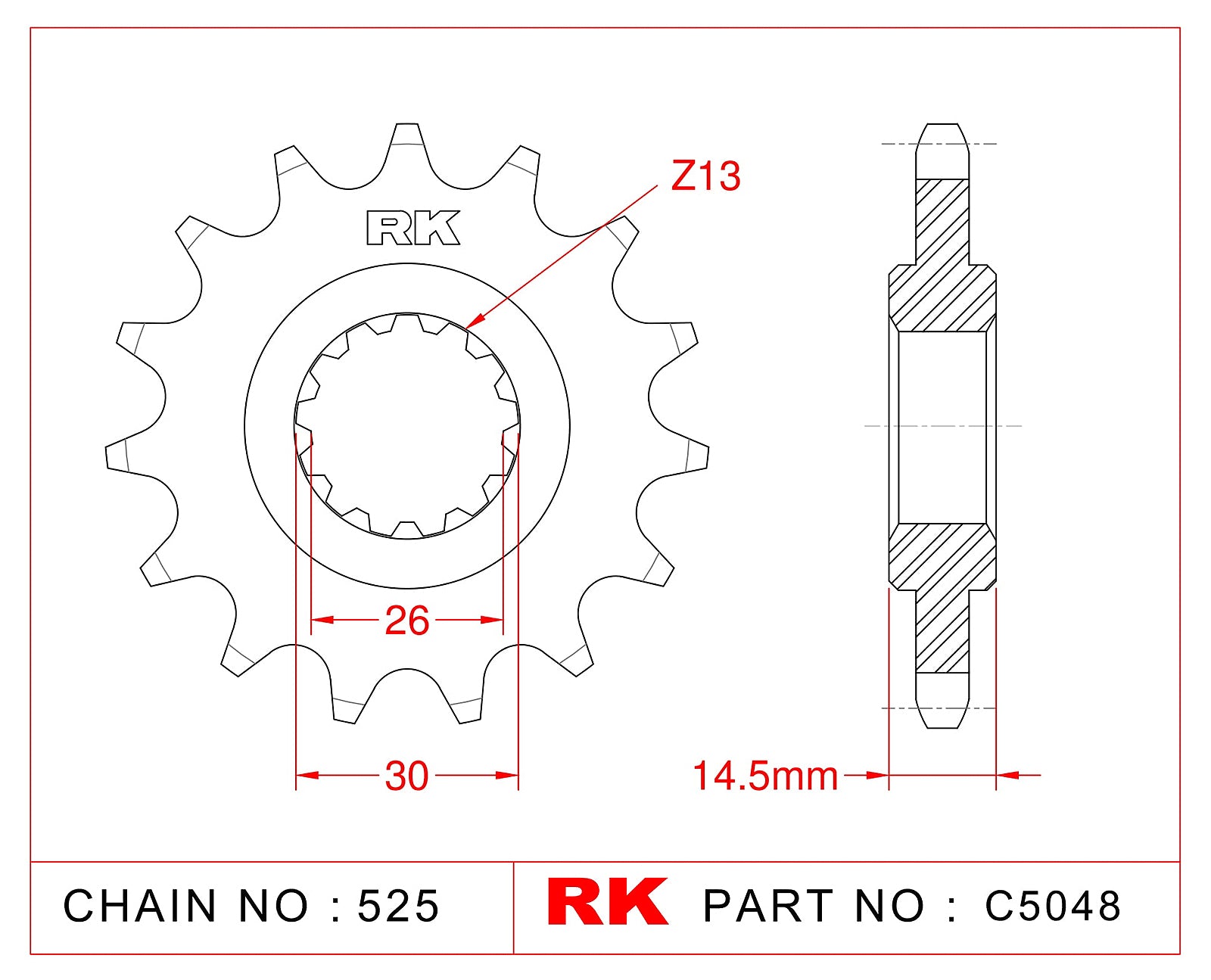 RK-C5048-15 Front Sprocket JTF1332 Afam 20607