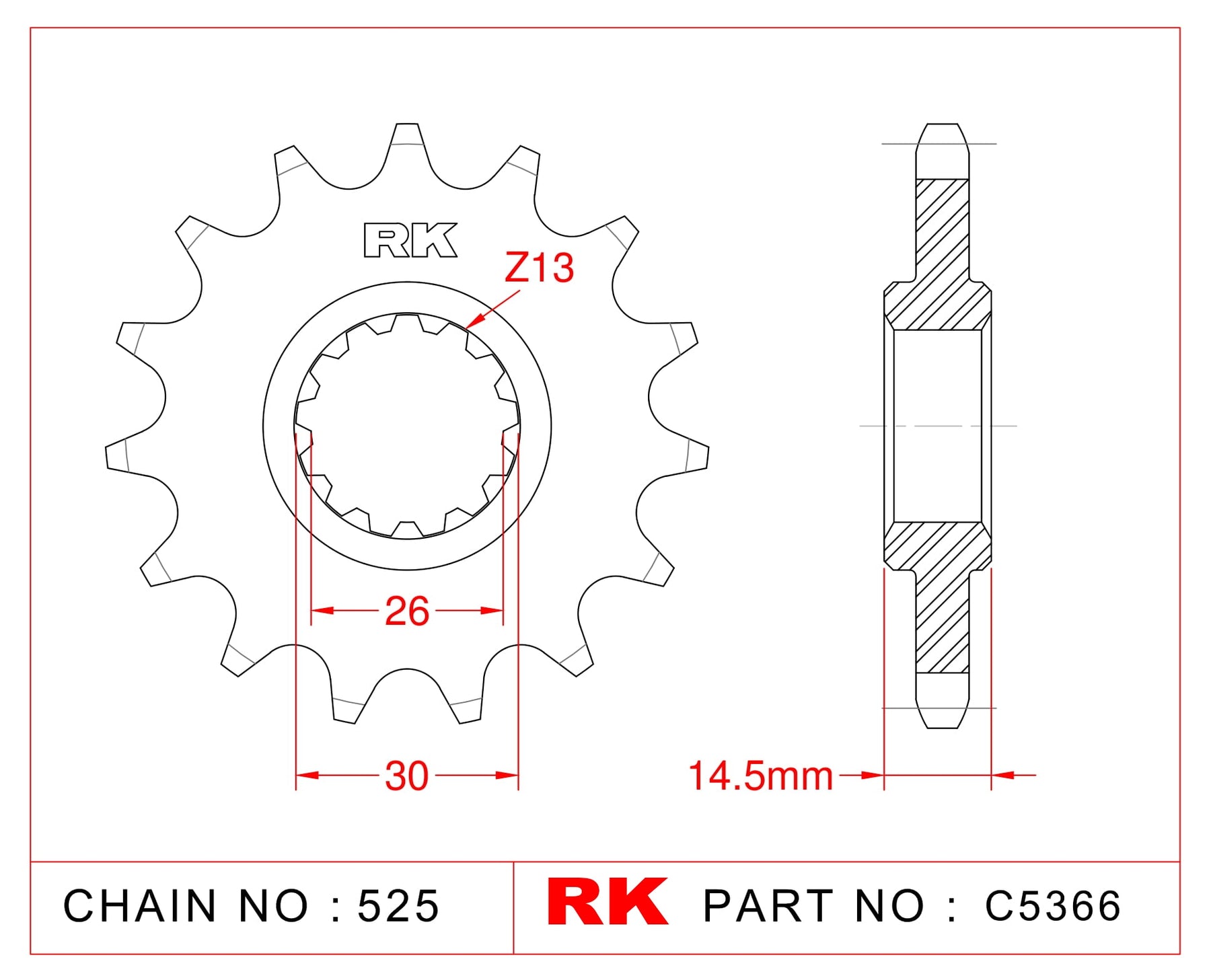 RK C5366 Front Sprocket JTR 1332-15