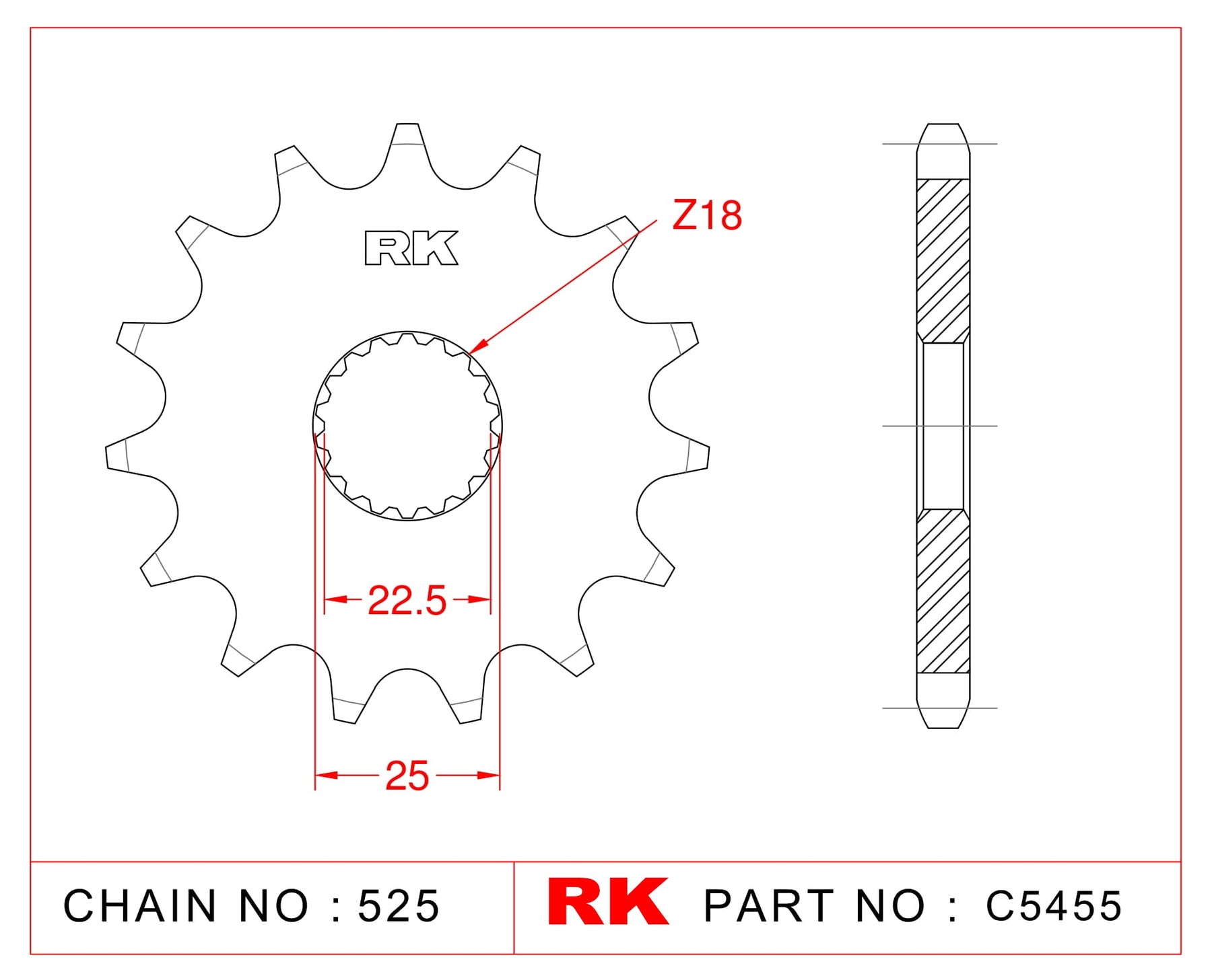 RK-C5455 Front Sprocket JTF1186