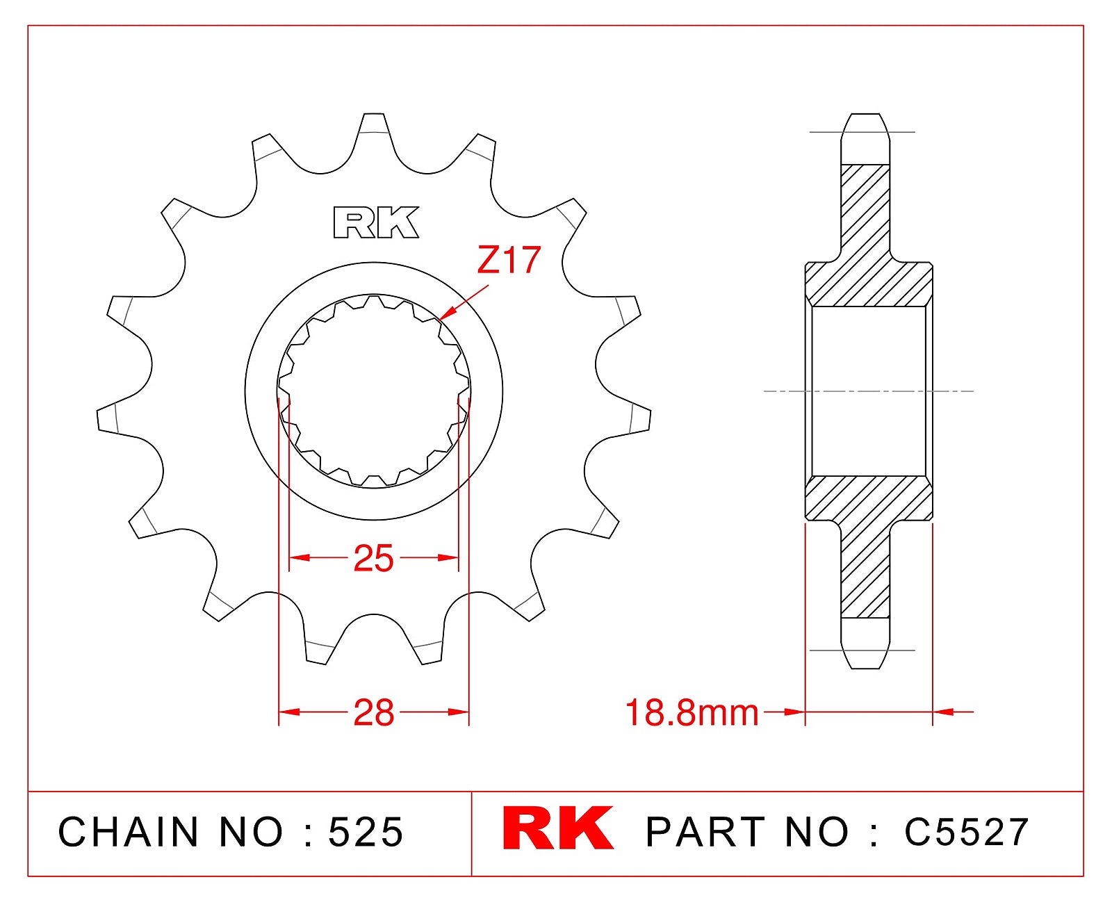 RK-C5527 Front Sprocket JTF405 Afam 61602
