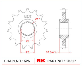 RK-C5527 Front Sprocket JTF405 Afam 61602