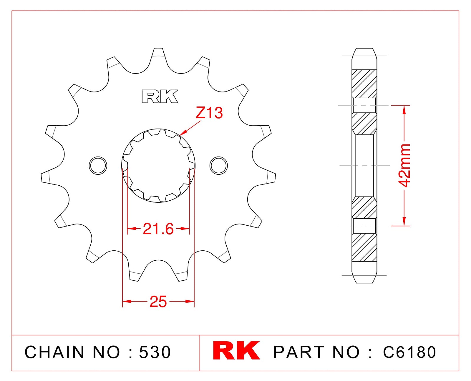 RK-C6180 Front Sprocket JTF513 Afam 24500