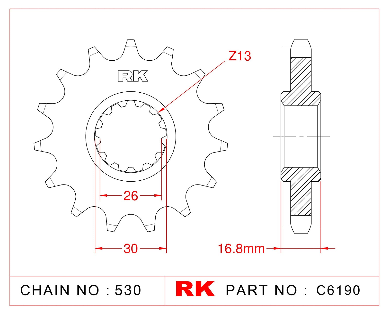 RK-C6190-16 Front Sprocket JTF333 Afam 20603