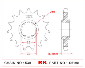 RK-C6190-16 Front Sprocket JTF333 Afam 20603