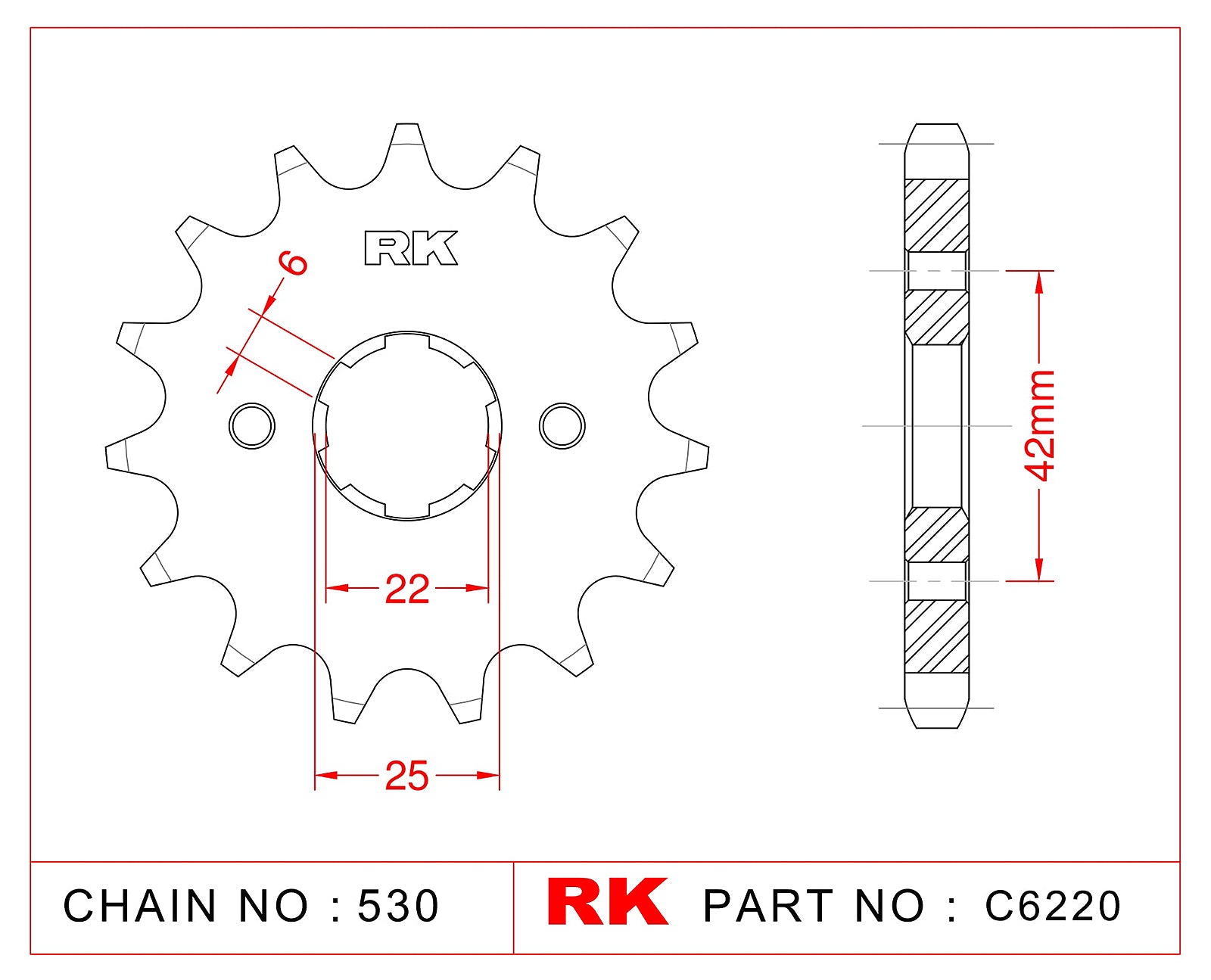 RK-C6220 Front Sprocket Front JTF 278-16 Afam 20400