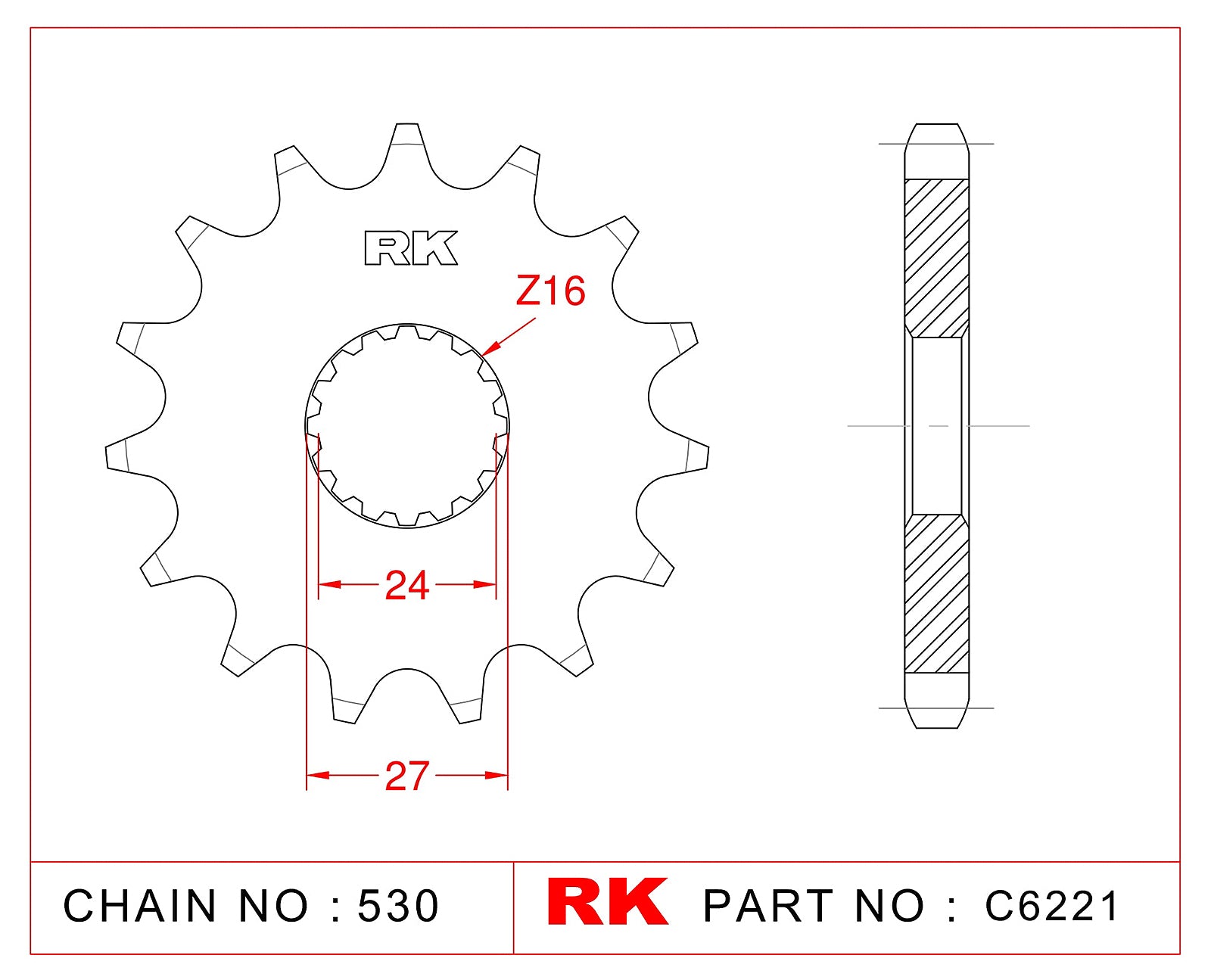 RK-C6221 Front Sprocket JTF423-17 Afam 22900