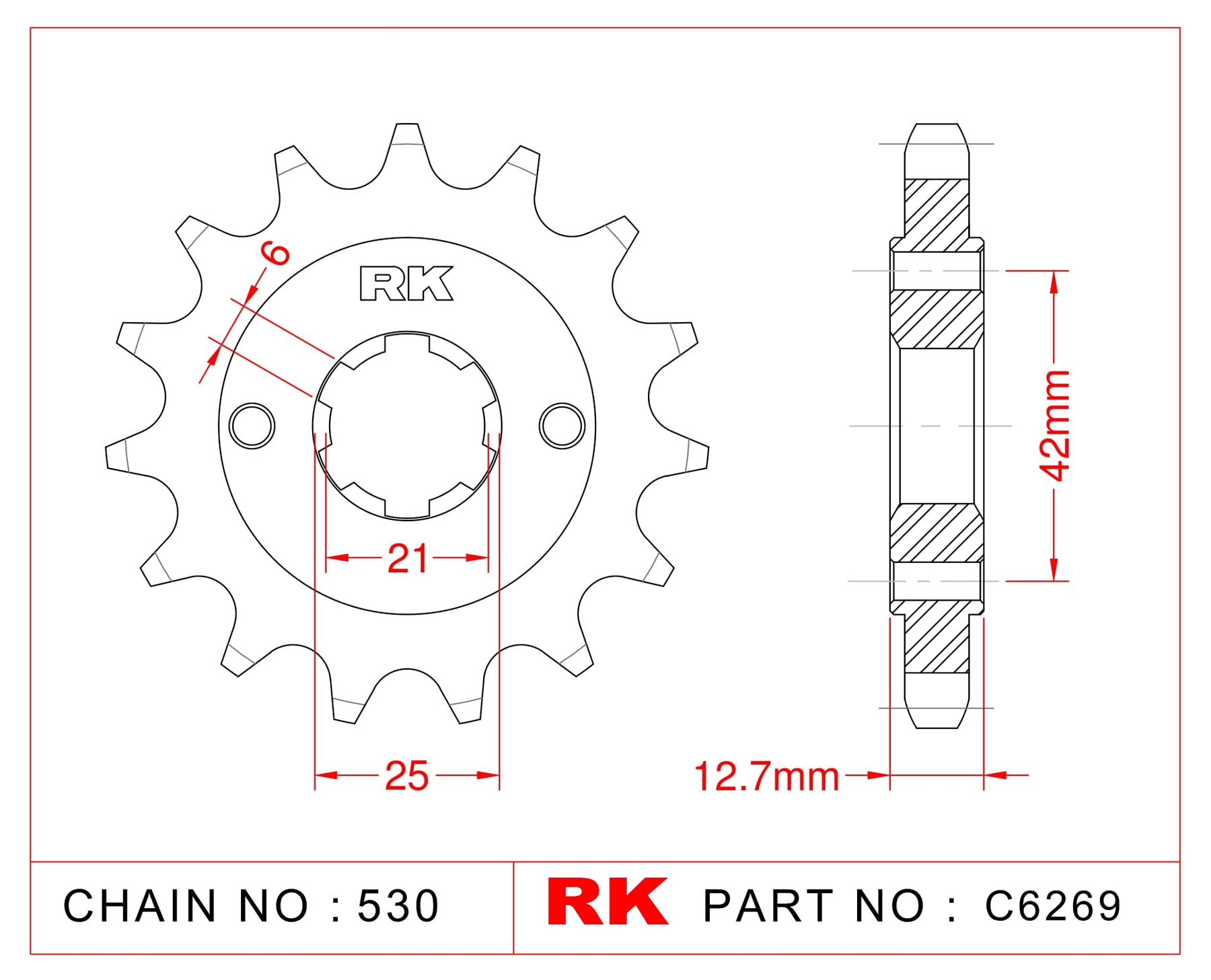 RK-C6269 Front Sprocket JTF288 Afam 20502