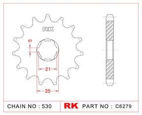 RK-C6273-16 C6279-16 Front Sprocket JTF567 Afam 22502