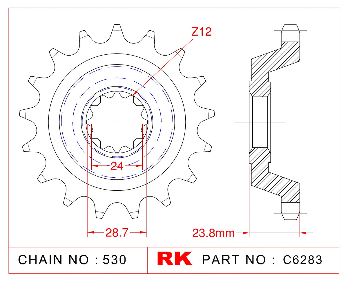 RK-C6283-17 Front Sprocket JTF528