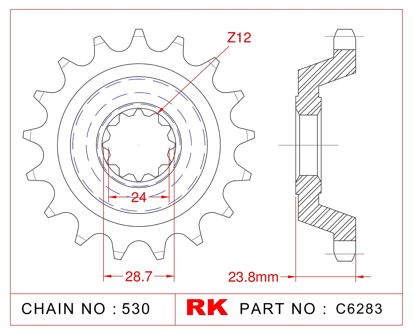 RK-C6283-17 Front Sprocket JTF528