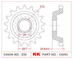 RK-C6283-17 Front Sprocket JTF528