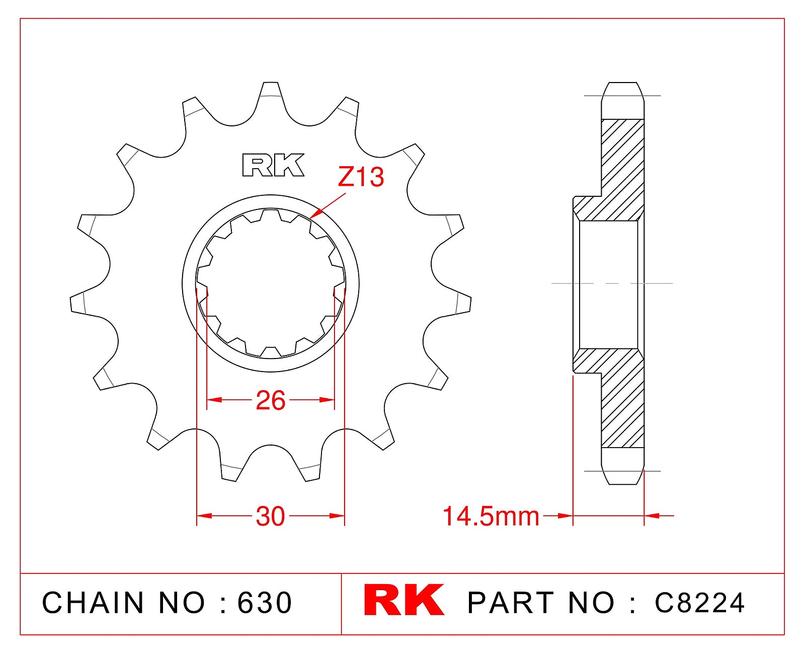 RK-C8224-14 Front Sprocket JTF335 Afam 20800