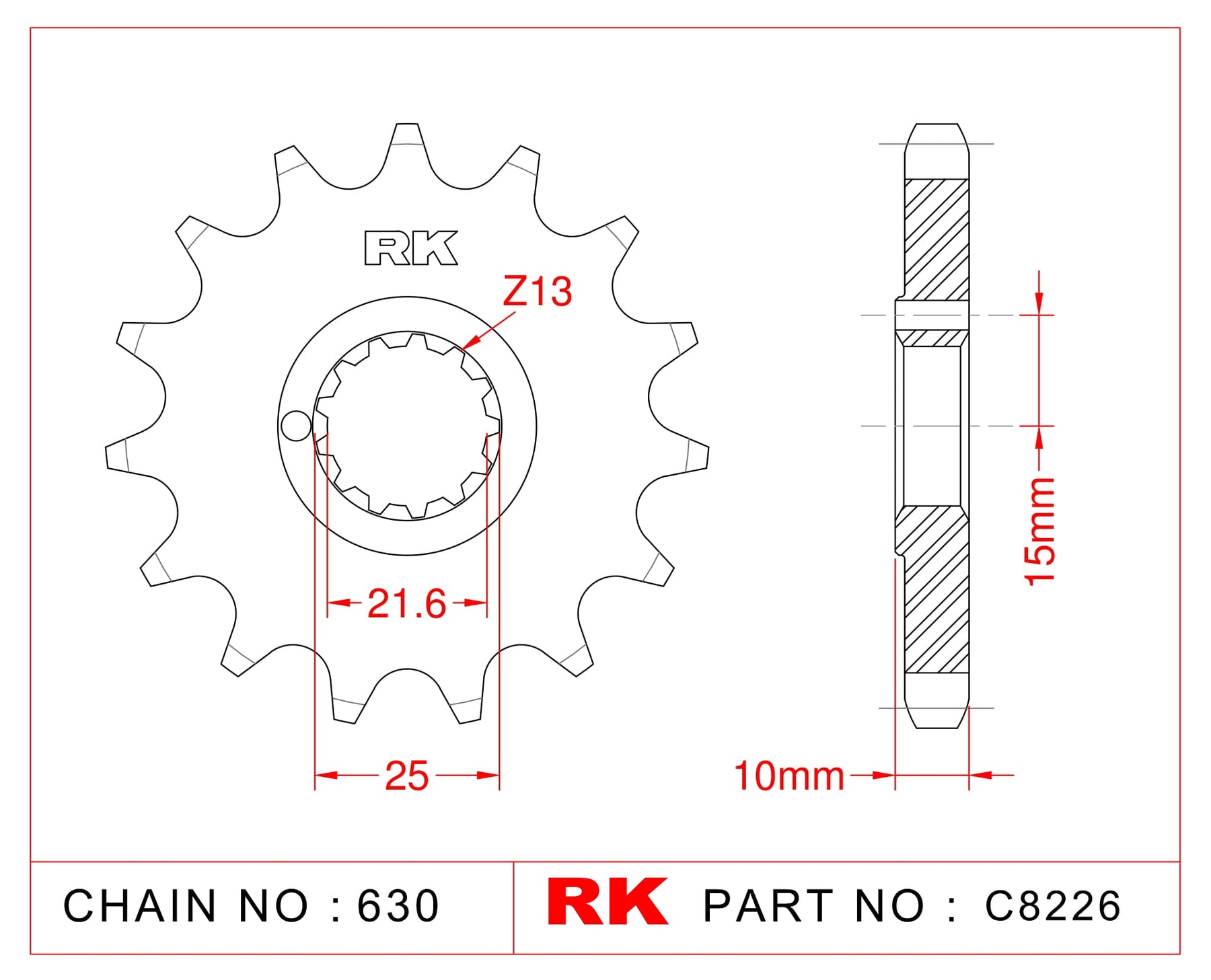 RK C8226-15 Front Sprocket JTF 521-15