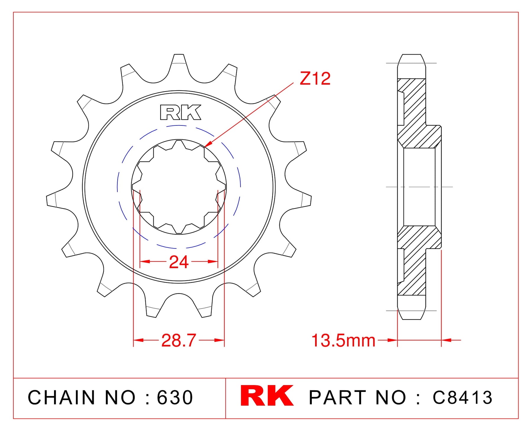 RK C8413-15 Front Sprocket JTF 522-15