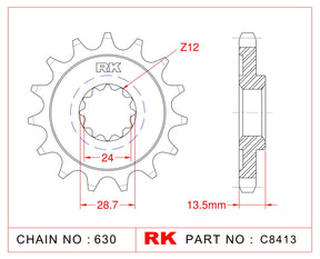 RK C8413-15 Front Sprocket JTF 522-15