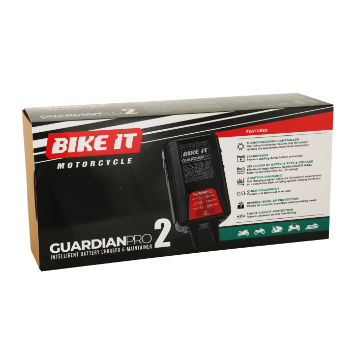 Bike It Guardian Pro 2 Intelligent Lithium Battery Charger and Maintainer 6/12V 1.25A