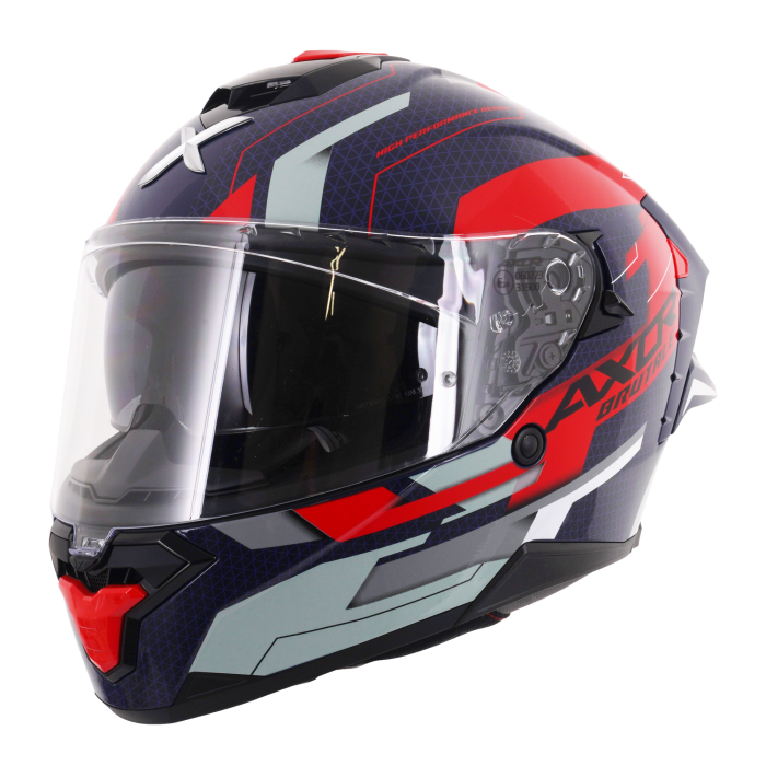 Axor Brutale Full Face Helmet With Dual Spoiler - Plexus Blue Red