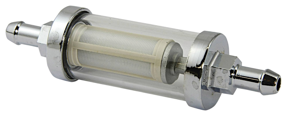 Motorcycle Glass Chrome Inline Fuel Filter 8mm
