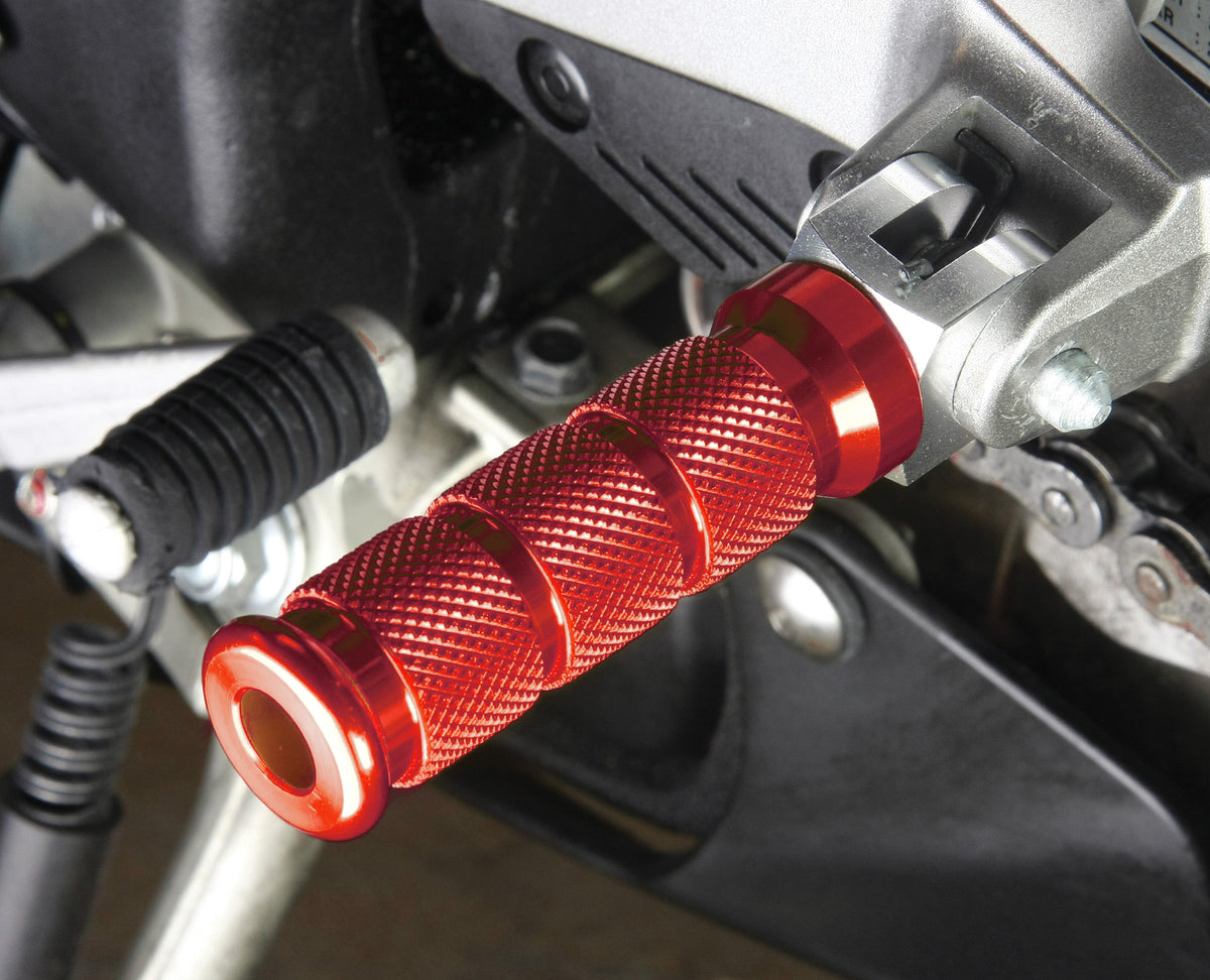 BikeTek Alloy Round Sports Footpegs Ducati Pillion Red