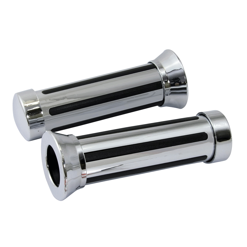 Bike It Chrome Rail Type Motorcycle Handlebar Grips 22mm