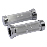 Bike It Classic Knurled Chrome Motorcycle Handlebar Grips 22mm