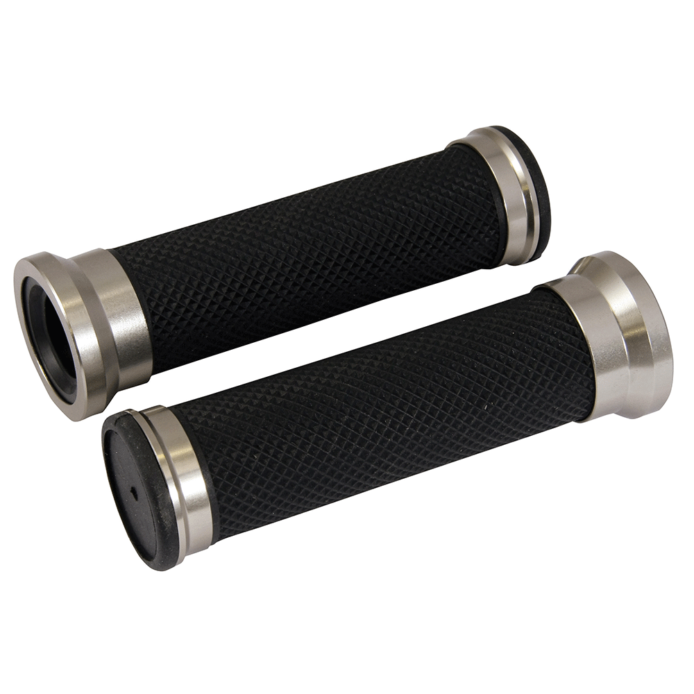 Bike It Twin Ring Titanium Motorcycle Handlebar Grips 22mm