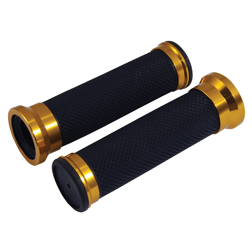 Bike It Twin Ring Gold Motorcycle Handlebar Grips 22mm