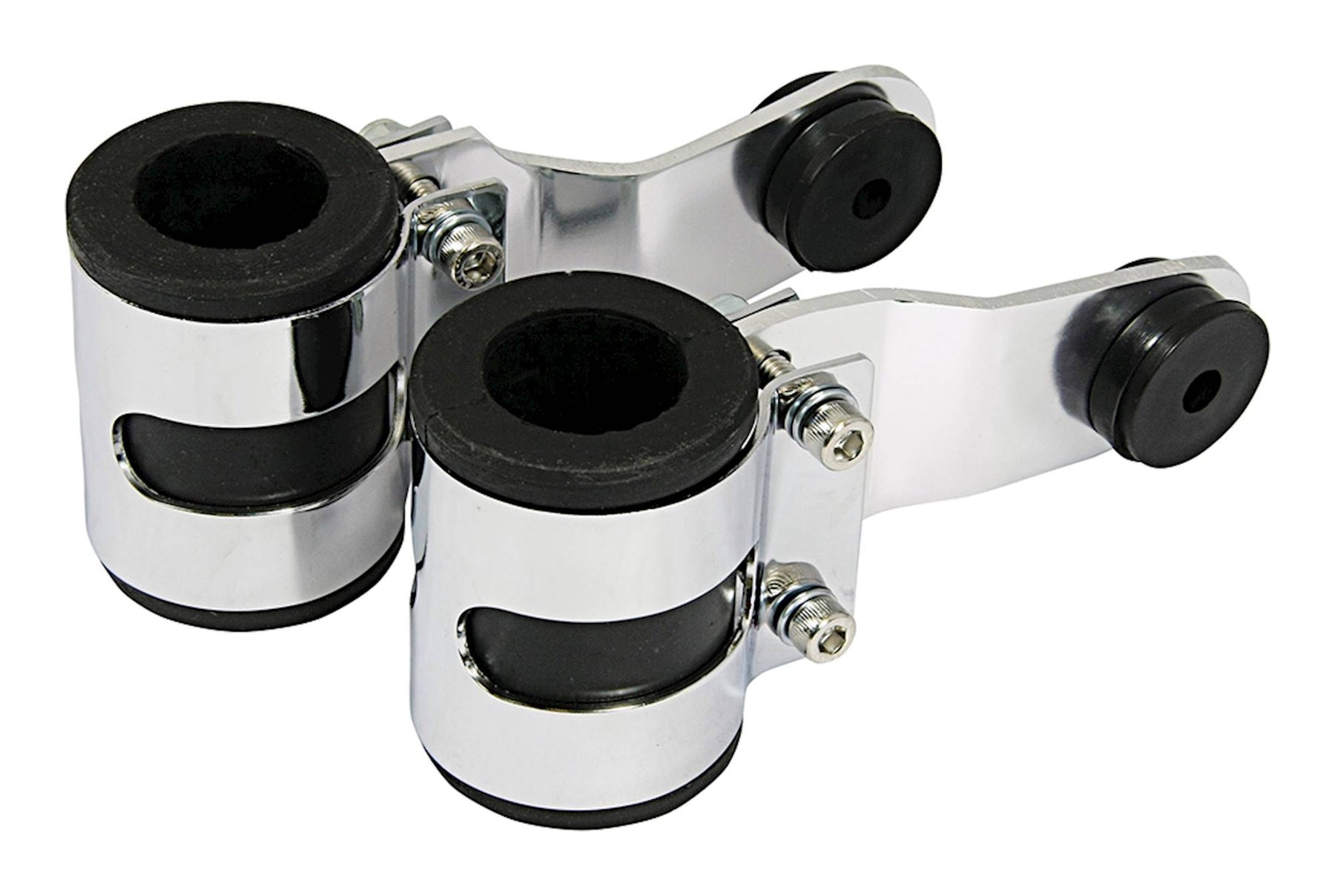 Bike It Chrome Deluxe Motorcycle Headlight Brackets 31mm Rubbers