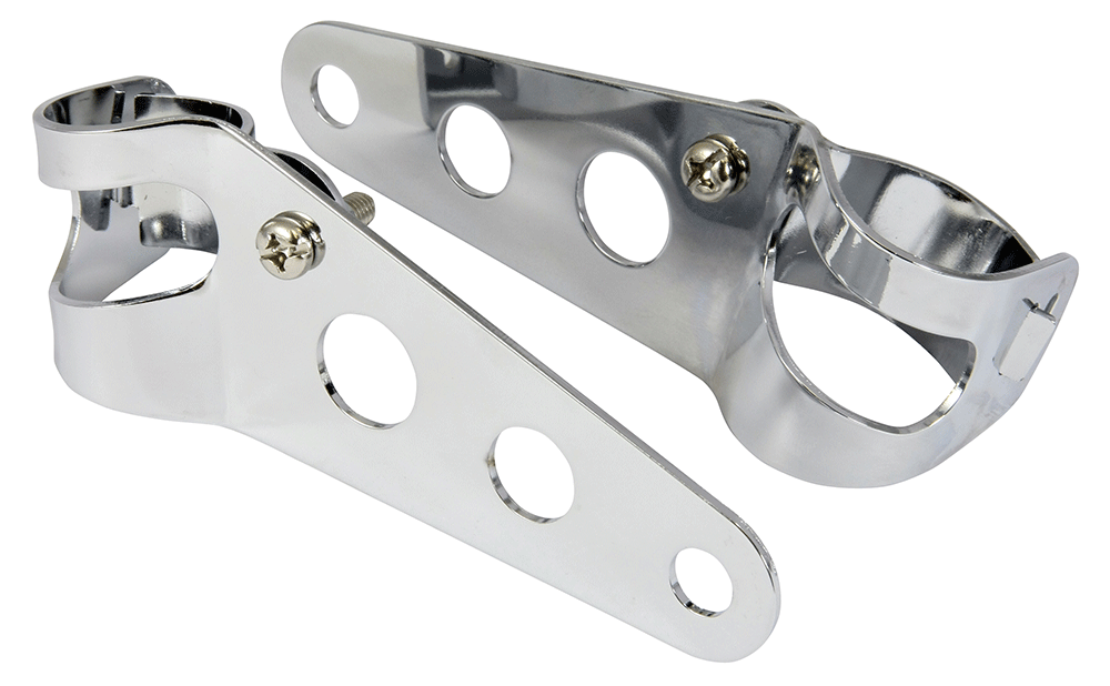 Bike It Standard Chrome Motorcycle Headlight Brackets 30-38mm