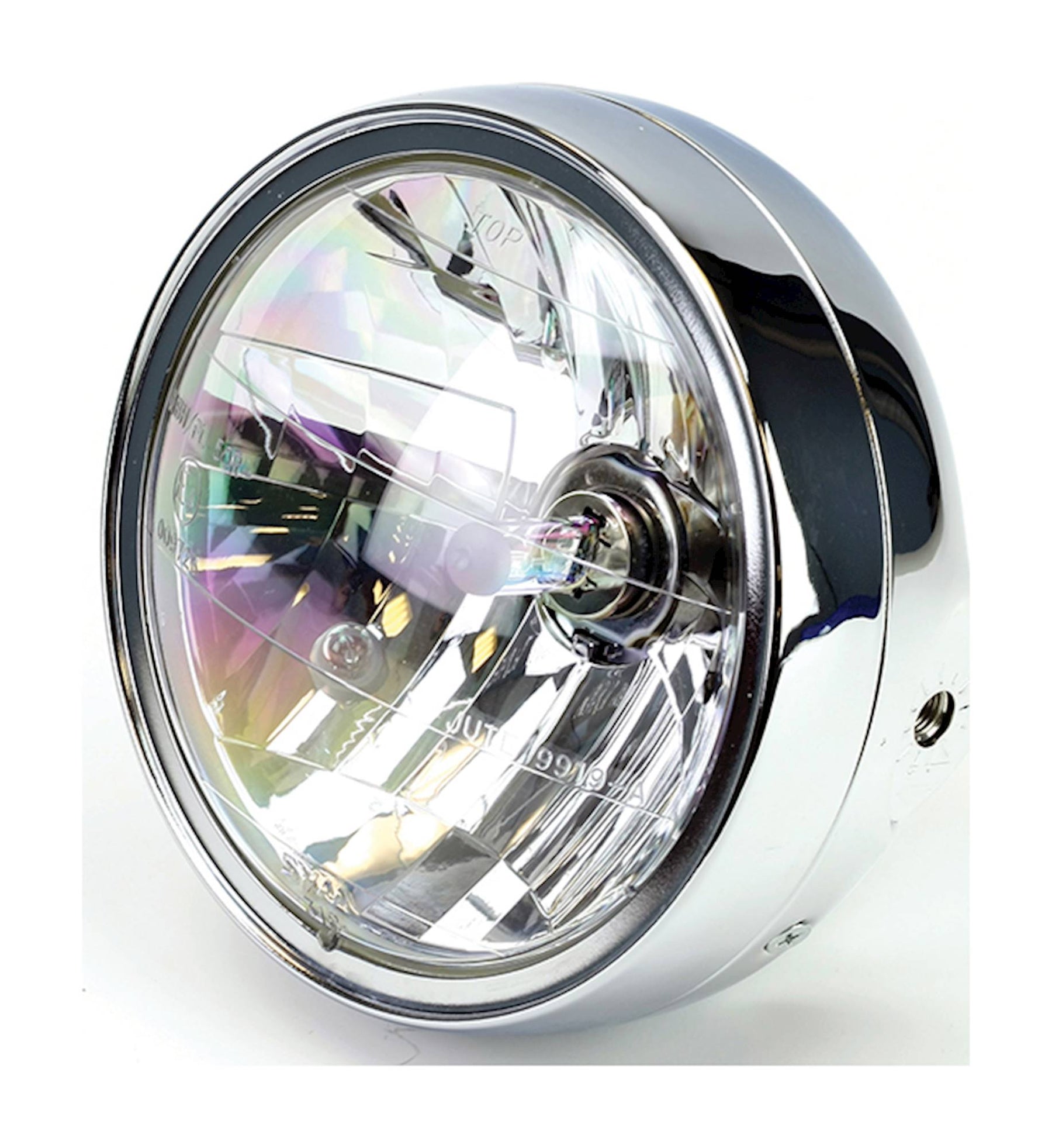 Universal 7" Chrome Headlight E-Marked Right Dip HS1 35/35W Motorcycle