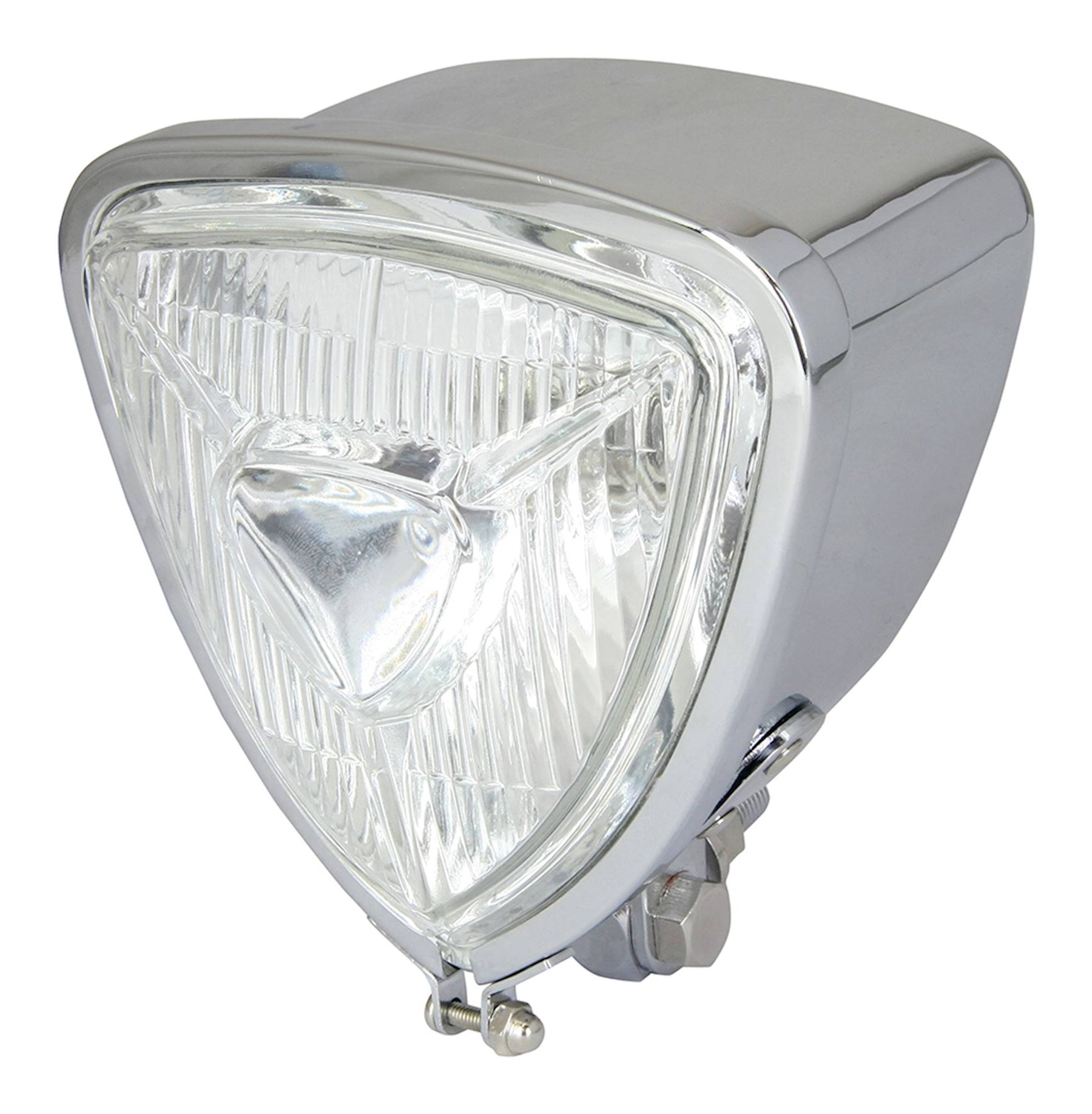 Universal Chrome Triangle Headlight H6 35/35W Centre Dip Custom Fit