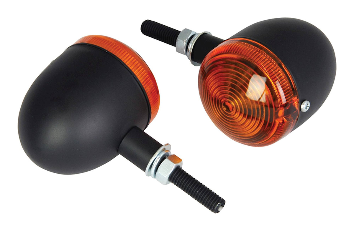 Bike It Short Stem Bullet Indicators Black Body Amber Lens Motorcycle