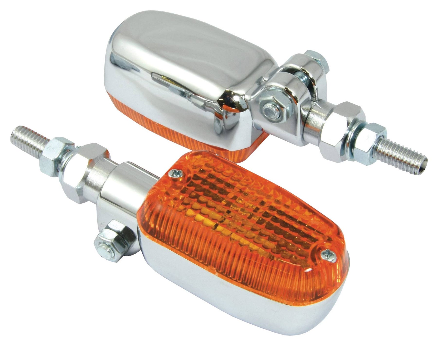 Bike It Adjustable Stem Motorcycle Indicators Chrome Amber Lens