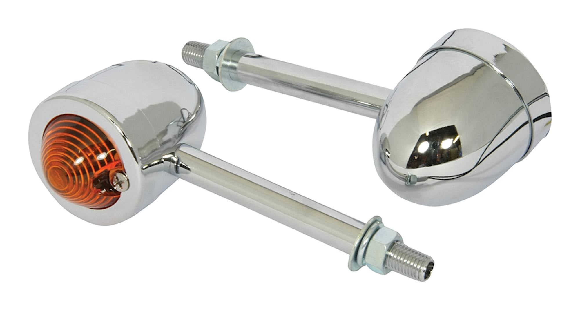 Bike It Extra Long Stem Mini Motorcycle Indicators Chrome Amber Lens