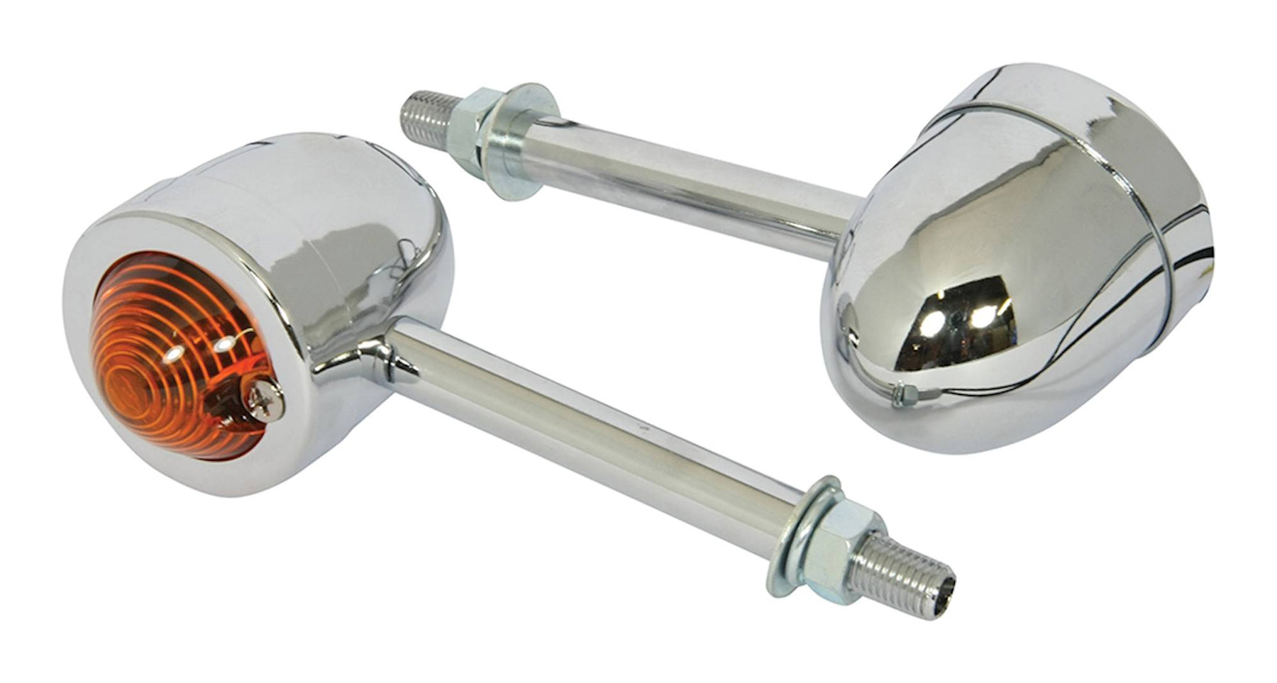 Bike It Extra Long Stem Mini Motorcycle Indicators Chrome Amber Lens