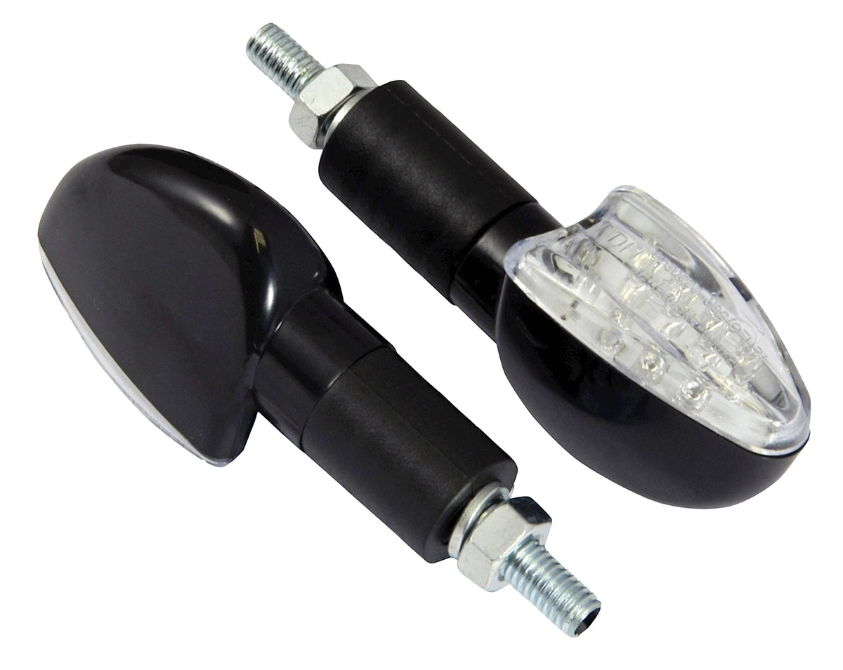 Bike It Long Stem LED Spear Motorcycle Indicators Black Clear Lens