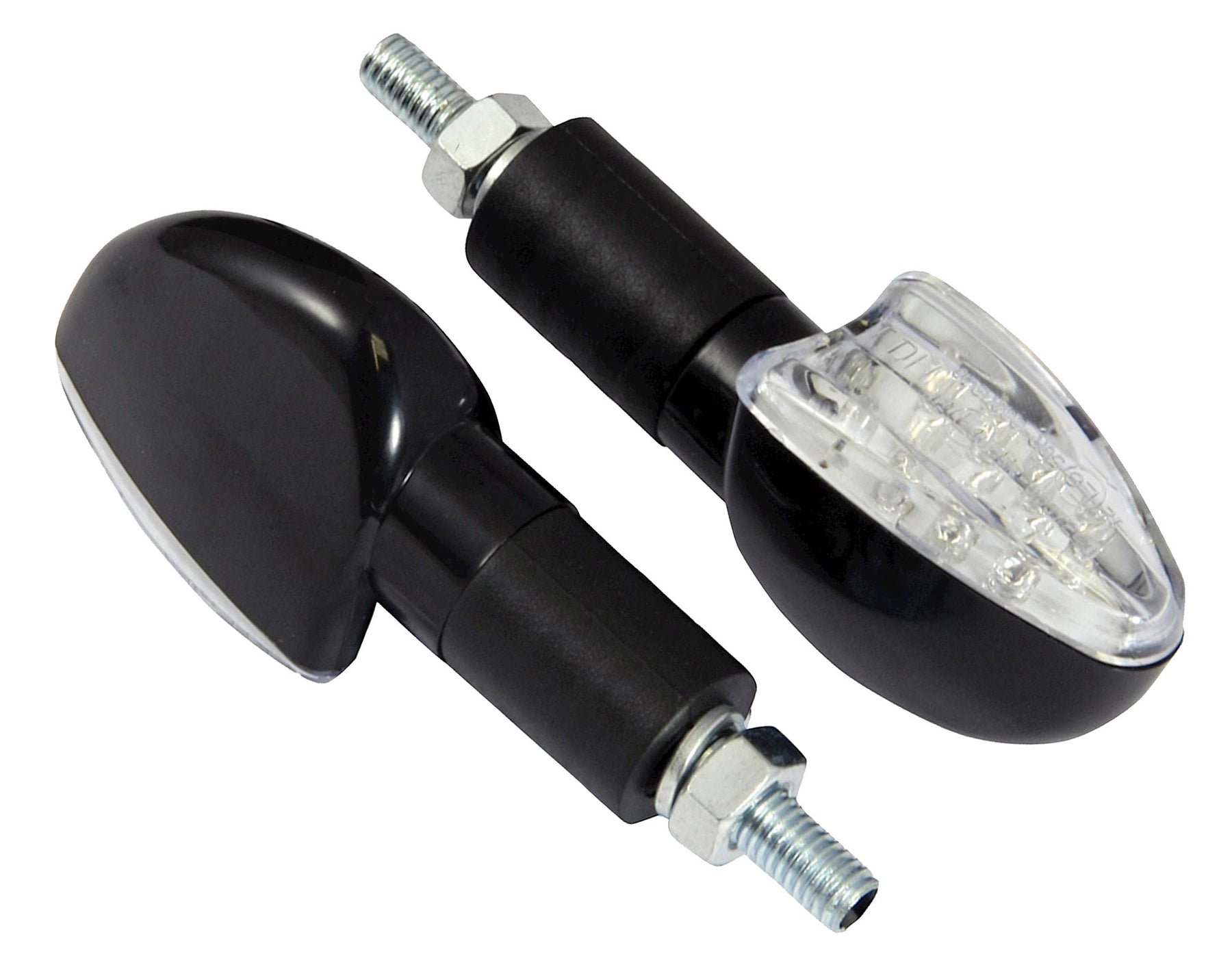 Bike It Long Stem LED Spear Motorcycle Indicators Black Clear Lens