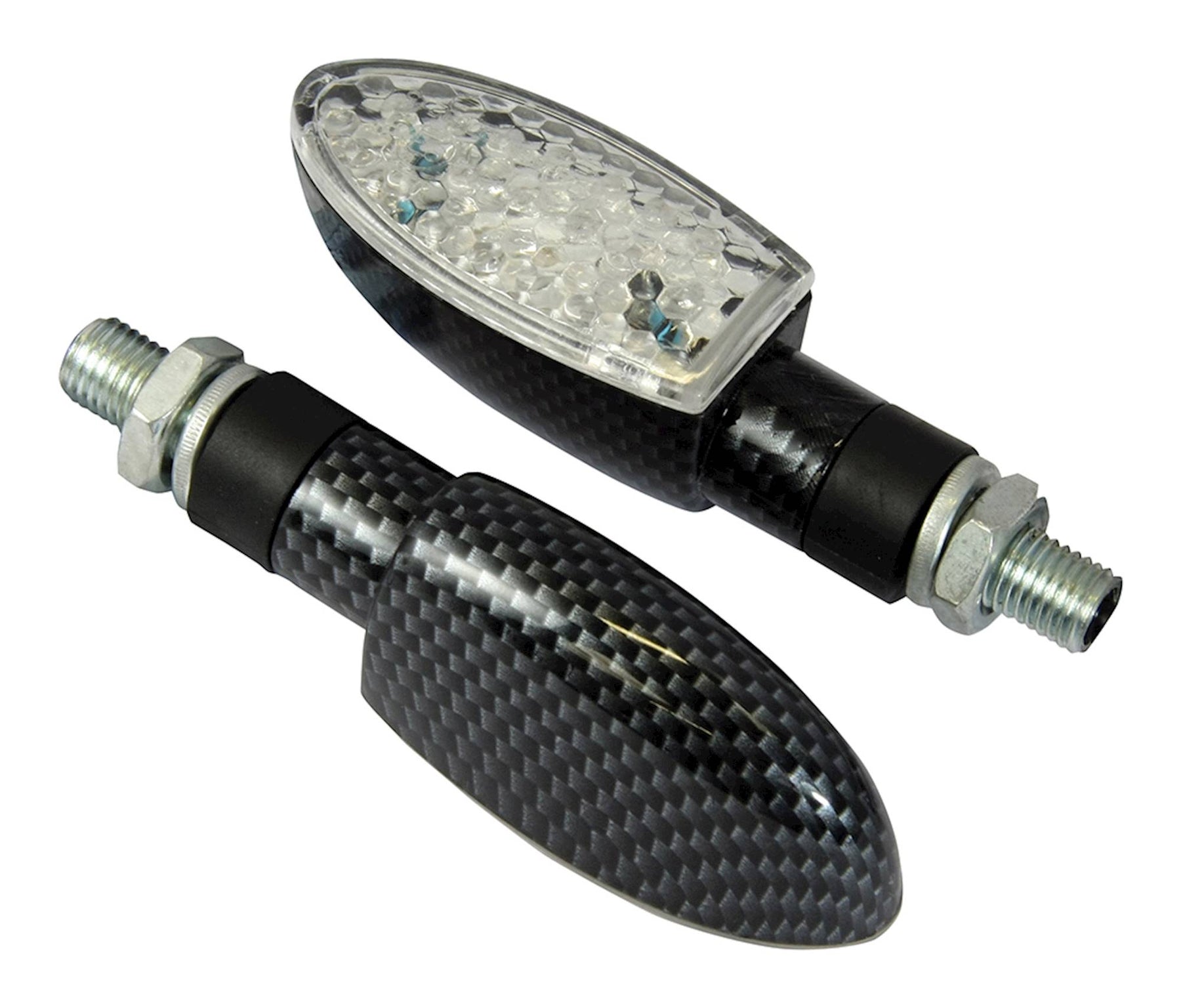 Bike It LED Orb Motorcycle Indicators Carbon Effect Clear Lens