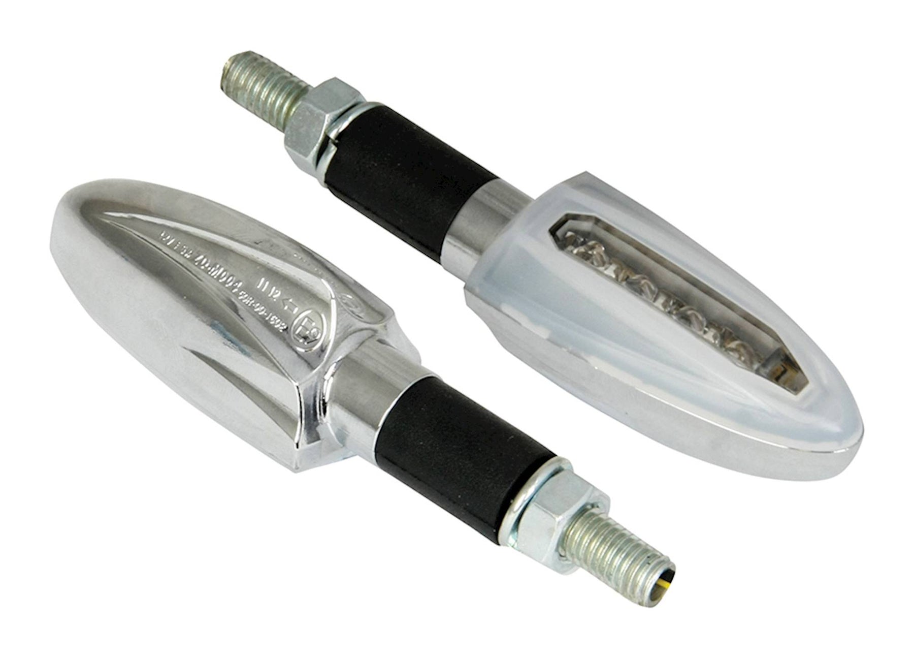 Bike It LED Runner Two Indicators Chrome Body White Clear Lens Universal