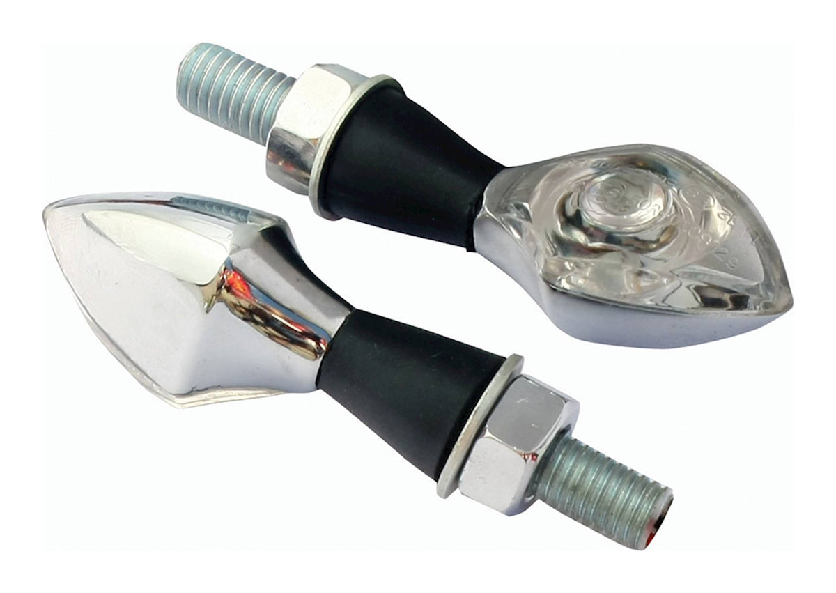 Bike It LED Boggle Indicators Chrome Body Clear Lens Custom Motorcycle