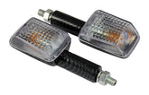 Bike It Long Stem Mini Motorcycle Indicators Carbon Clear Lens