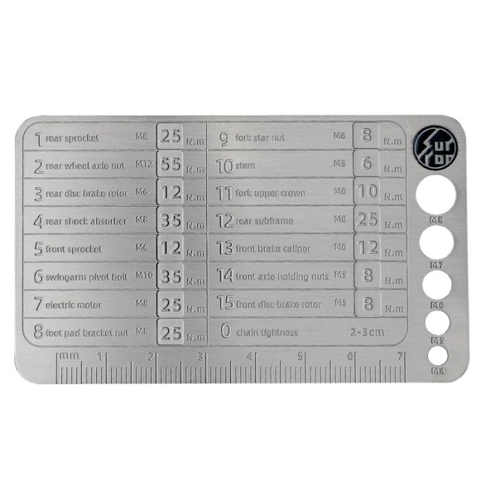 Sur-Ron Light Bee X Torque Card and Bolt Size Gauge