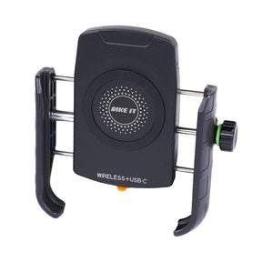 Bike It Compact Motorcycle Wireless Charger + USB-C Phone Holder