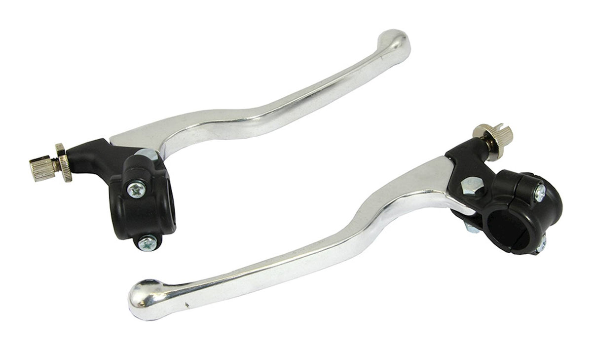 Bike It Universal Long Chrome Motorcycle Lever Assembly Black Perch - Beedspeed
