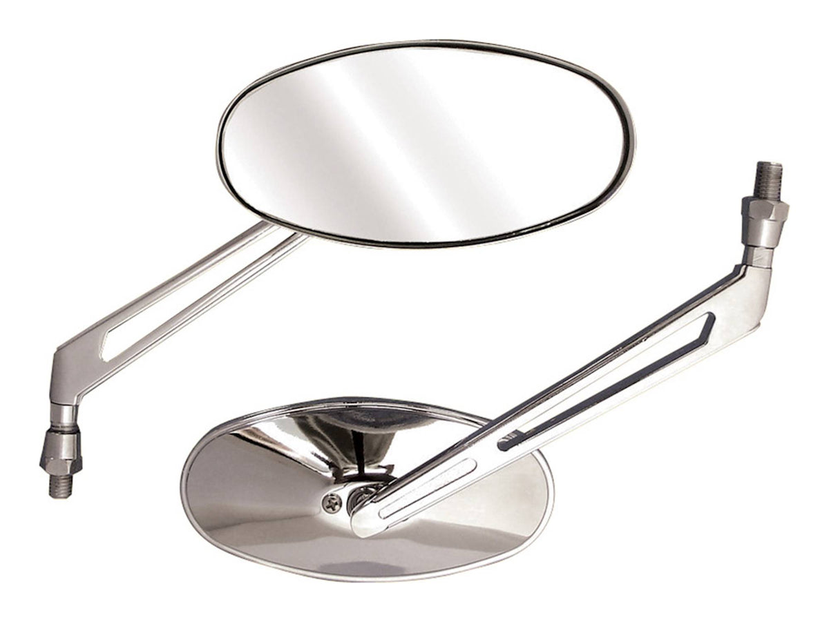 Bike It Shift Universal Oval Chrome Motorcycle Mirrors Pair 10mm Thread
