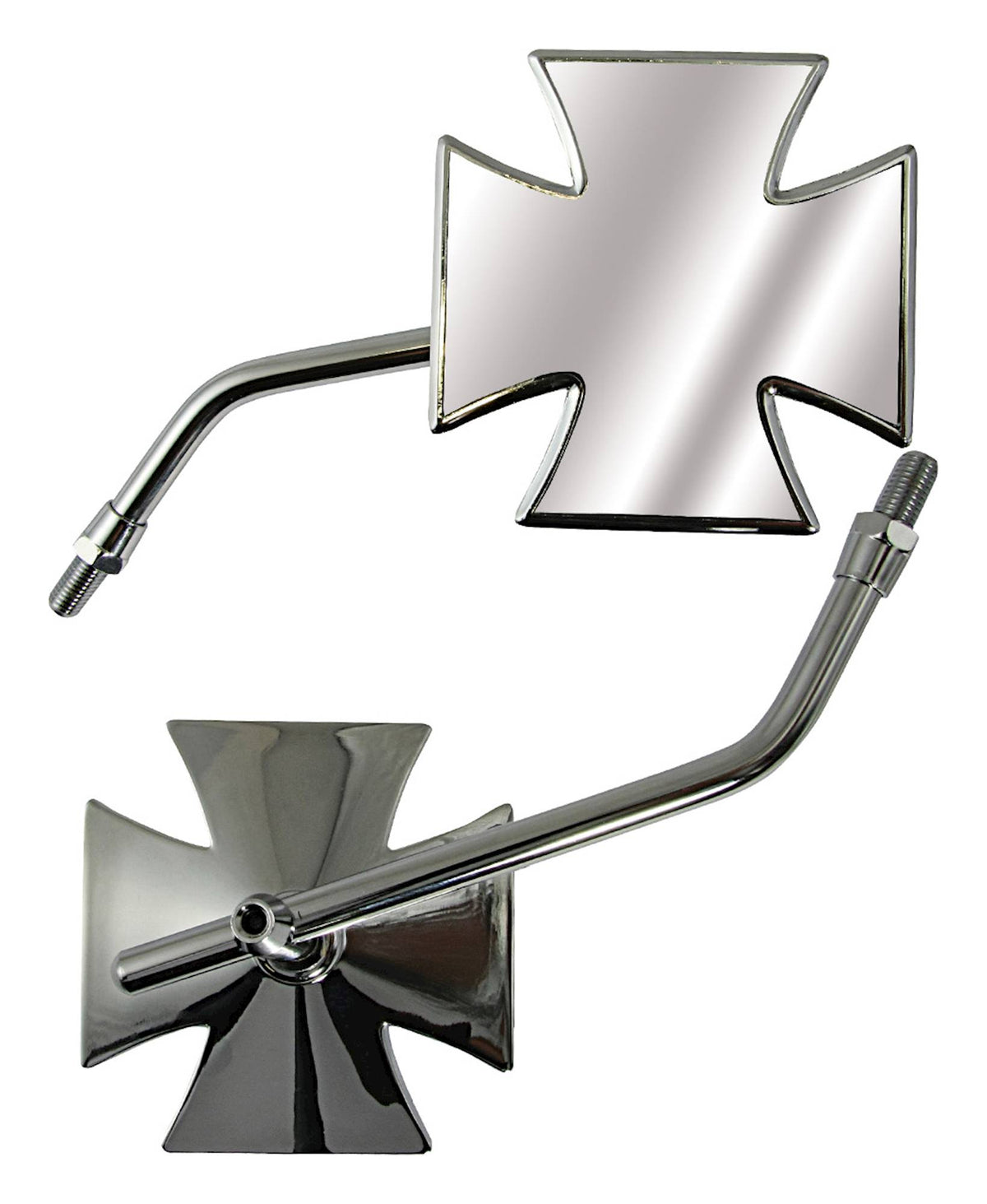 Bike It Maltese Cross Universal Chrome Motorcycle Mirrors Pair - Beedspeed