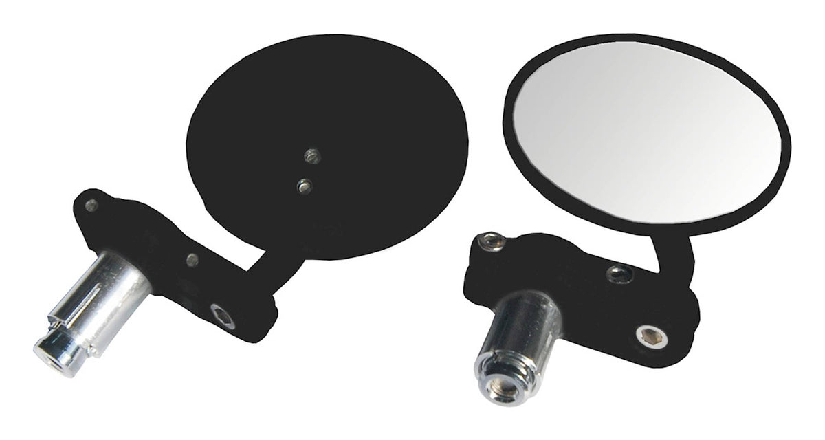 Bike It Black Phoenix Bar End Motorcycle Mirrors Pair Road MX