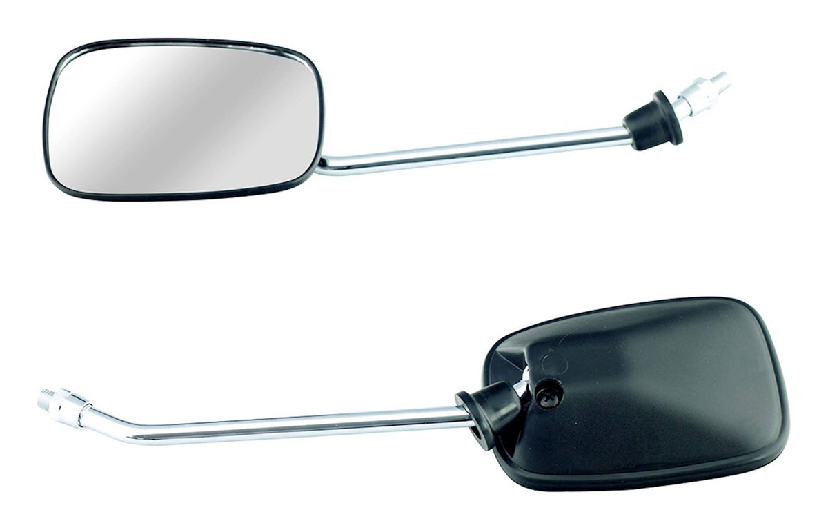 Bike It Black Square Universal Motorcycle Mirrors Pair Replacement #U64532