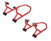 BikeTek Series 3 Front And Rear Track Paddock Stand Set Red