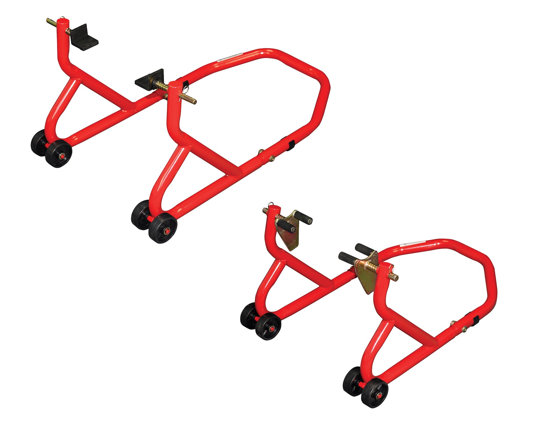 BikeTek Series 3 Front And Rear Track Paddock Stand Set Red